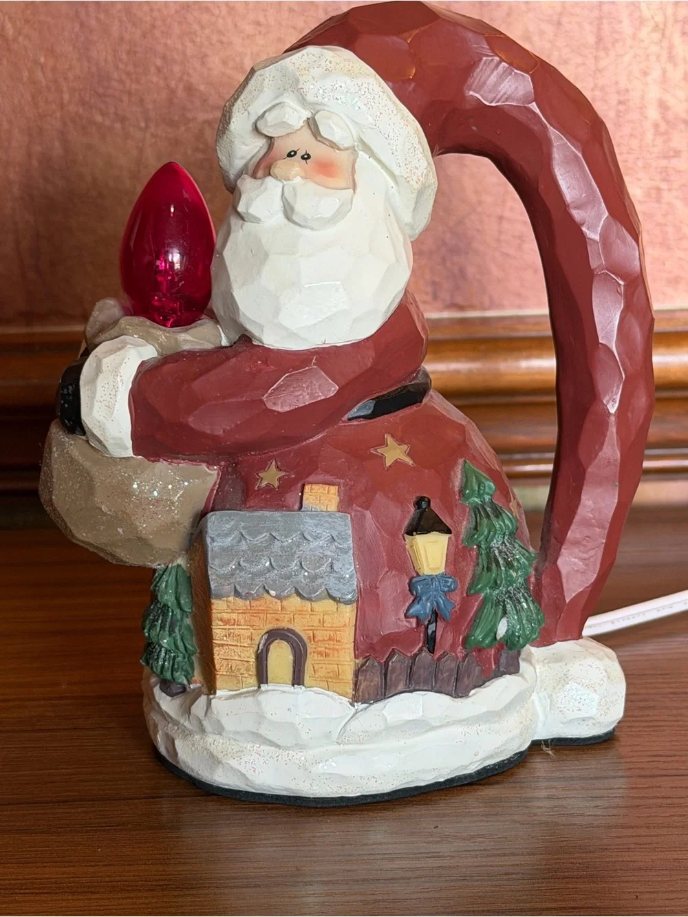 Vintage Santa Light Lamp  Henton Santa's Long Hat Handle 7
